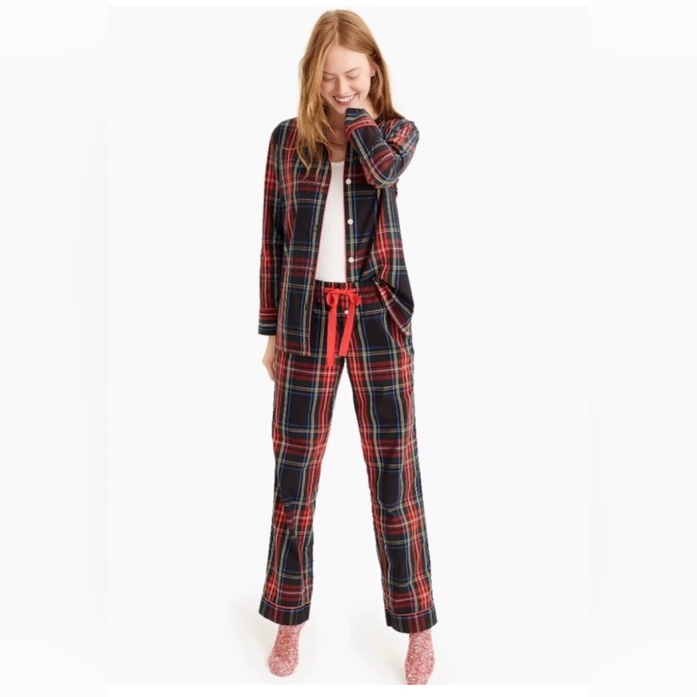 J.Crew Stewart Black Plaid Pajama Set in cotton Sz S